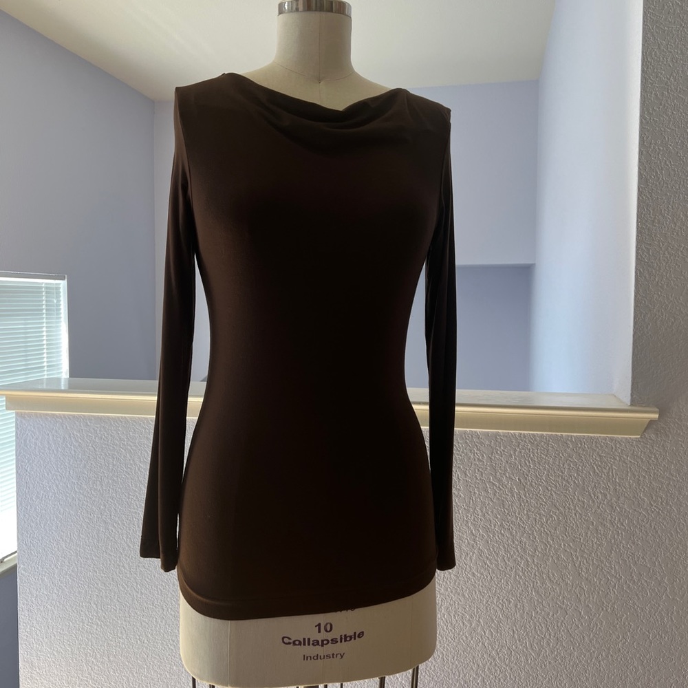 Banana Republic Brown Long Sleeve Drape Neck Top